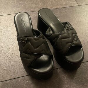 Karl Lagerfeld Black leather platform sandals